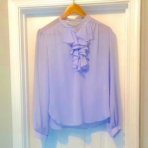 Vintage Woodward + lothrop sheer lavender ruffle blouse small- extremely RARE🖤